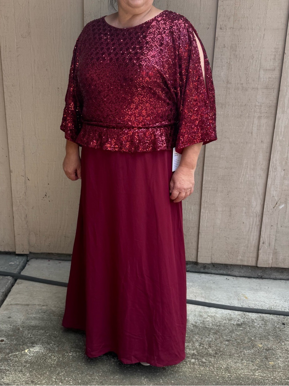 Grace Karin Deep Berry Sequin Dress Top Set